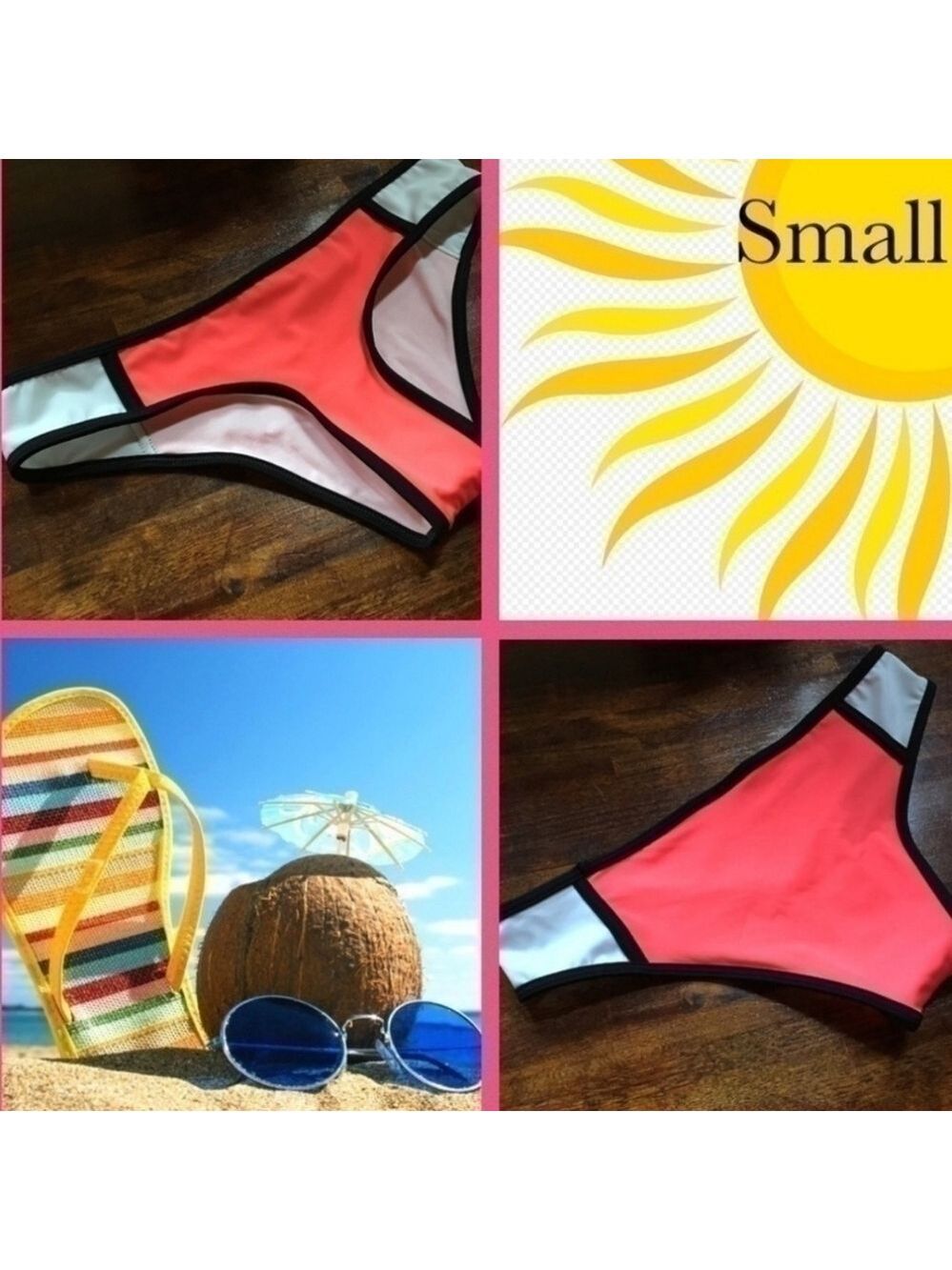 New Cheeky Bikini Bottom LA Hearts Colorblock NWT